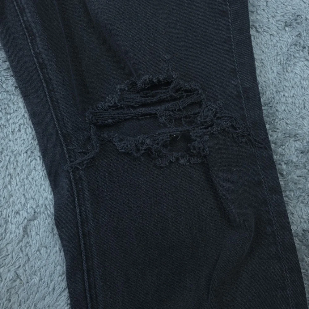 American Eagle Jeans Mens 32x26 Black Straight Distressed Stretch Denim